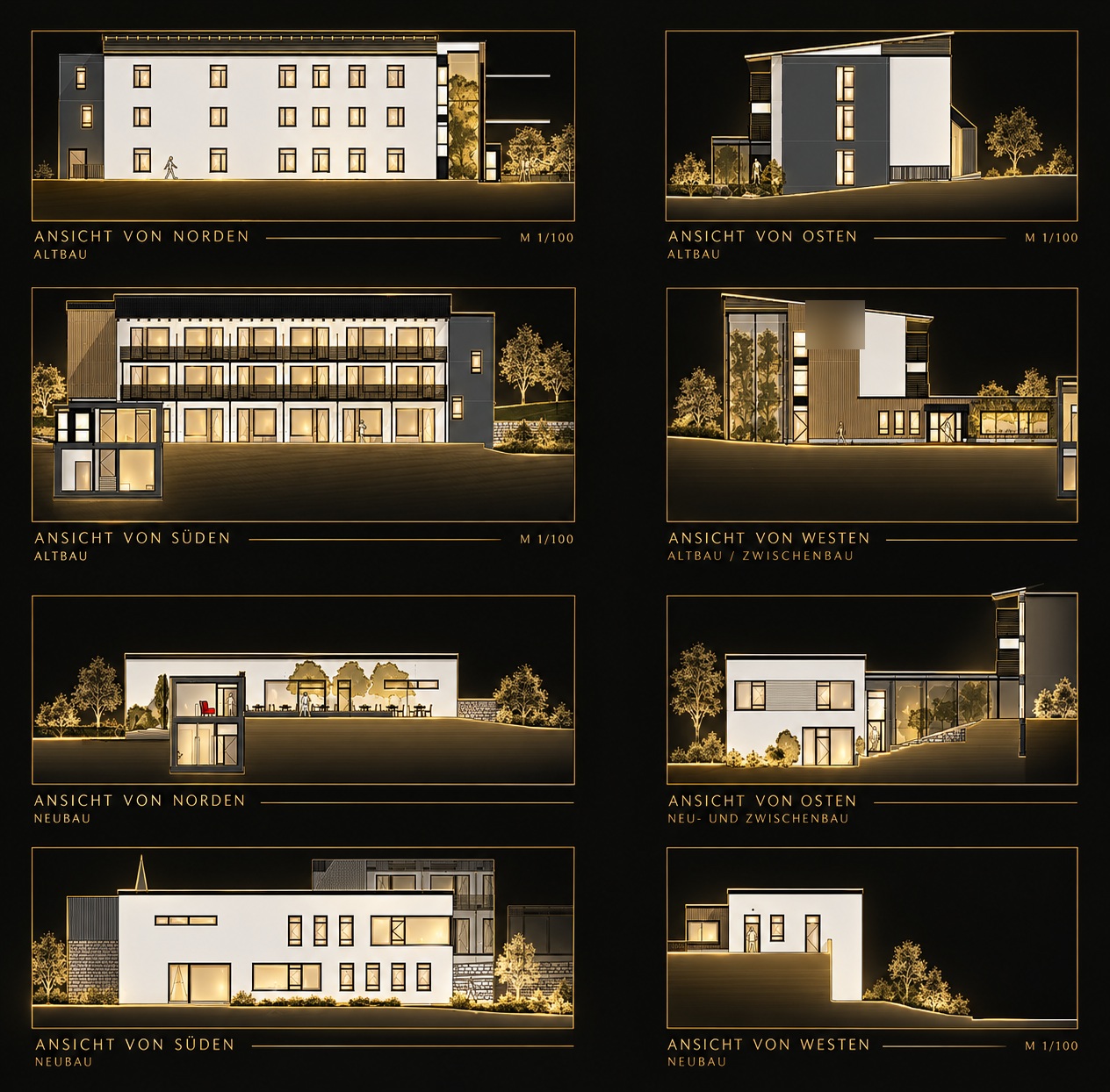 Gestaltete Fassadenansichten: architektonischer Entwurf