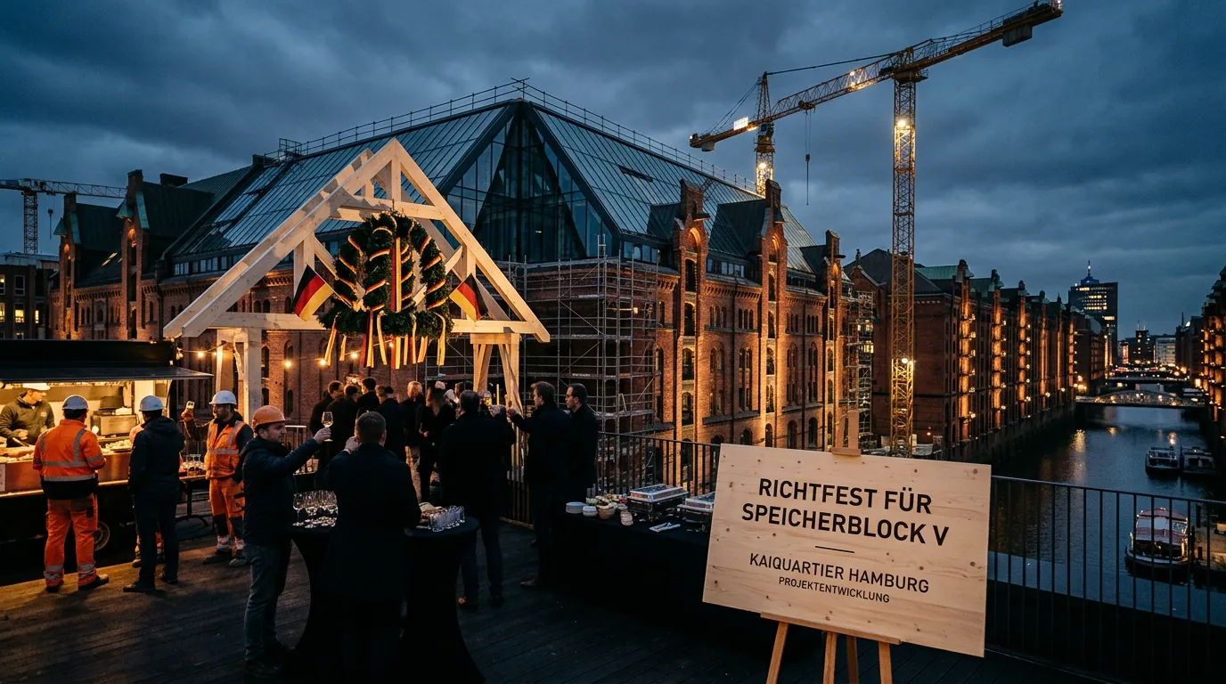 Richtfest für Speicherblock V in der Hamburger Speicherstadt